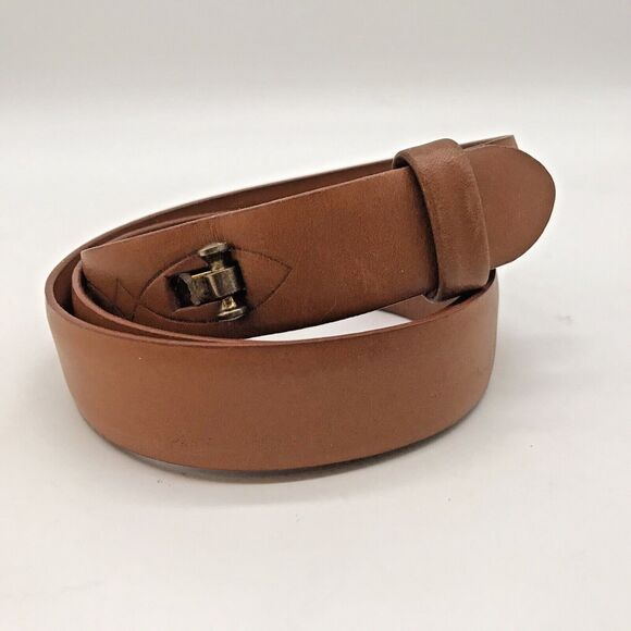 Styled for PARIS by Nicholas di Giovanni Brown Saddle Leather Belt Men's 34 - Picture 4 of 10